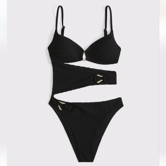Abercrombie & Fitch Black Cutout One-Piece Swimsuit - Picture 1 of 5